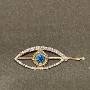 Francesca's Collections Gold and Blue Eye Hair Clip